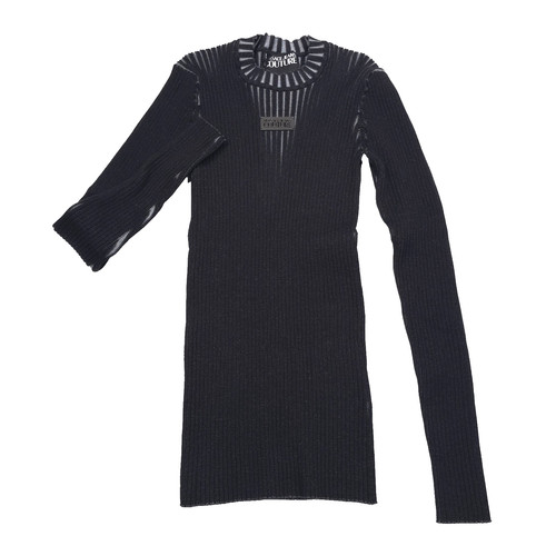 $500 Versace Jeans Couture Black Rib Stone Sweater Mens Size Large