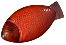 Metlox Red Orange Poppytail Red Rooster 15"  Fish Serving Dish