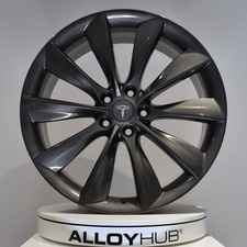 GENUINE TESLA MODEL S TURBINE 21" INCH SONIC GREY REAR ALLOY WHEEL X1