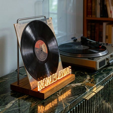 LED Vinyl Record Display Stand Now Playing Holder Acrylic Album Light Warm White