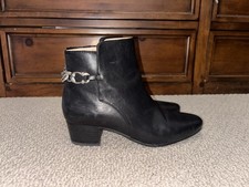 Coach 185 Size 6.5 Carissa Bootie Black Leather Boots C Chain Booties Women