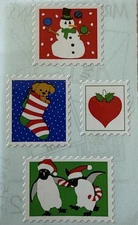 CHRISTMAS STAMP Stickers(4pc) Mrs.Grossmans…Snowman…Holiday…Penguin…Card Making