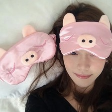 Cute Pink Cartoon Piggy Sleeping Mask Travel Relax Eye Cover For Sleep Shading E