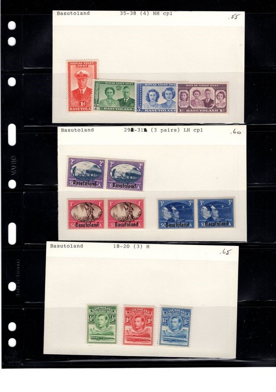 BH GOLDPATH: BASUTOLAND STAMP, CAT VALUE $180, #35-38, #29-31, BHS_001_153_12