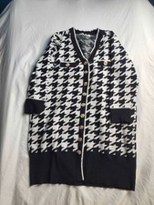 Madison + Hudson Cardigan Womens Black White Houndstooth Coquette Officecore 2X