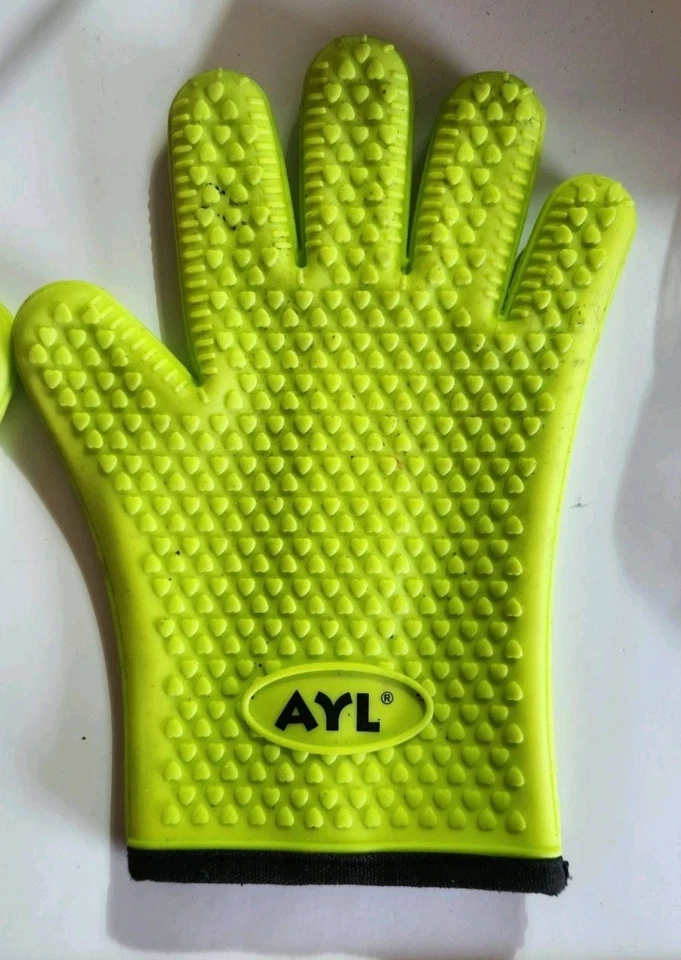 Guantes de Silicona Resistentes al Calor (Barbacoa Asar Amarillo Hornear Cocina Pesca) Foto 3 de 4