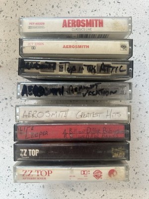Aerosmith Alice Cooper ZZ Top 8 Cassette Tape Lot Rock Classic Rock Music