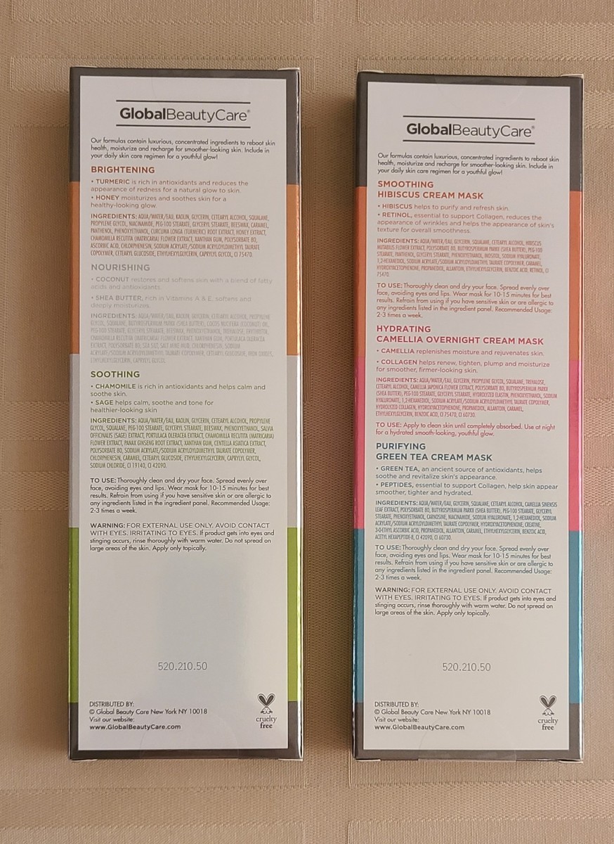 Global Beauty Care 3 Pack Clay Face Masks + 3 Pack Cream Face