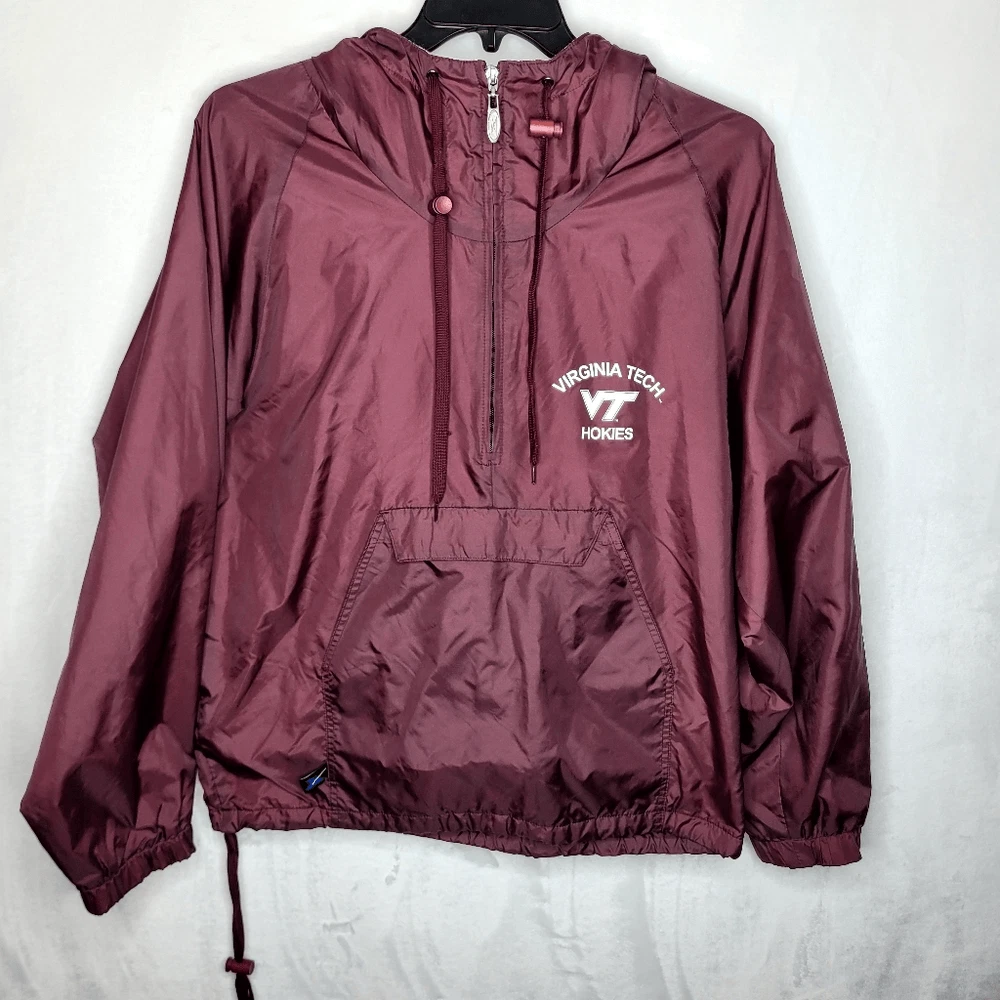 Vintage Virginia Tech Hokies Maroon Windbreaker Hooded Pullover Size Small