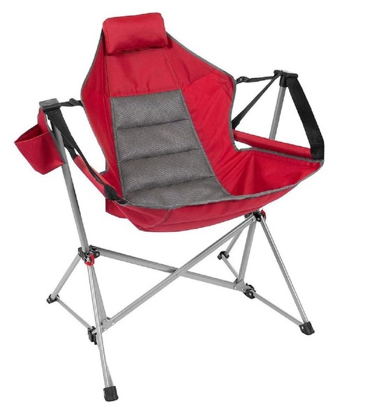 Silla Columpio Tumbona con Asiento Ancho y Respaldo Ajustable en Rojo