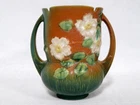 1940s Vintage Roseville Double Handled White Rose Vase