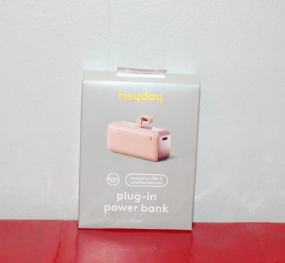 heyday 4200mAh Plug In Power Bank with USB-C Connector - Peach *NEW*