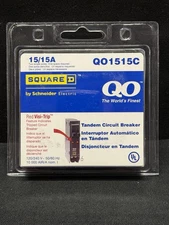 Square D Circuit Breaker QO1515c 15 Amp 1 Pole Tandem Twin No Hook