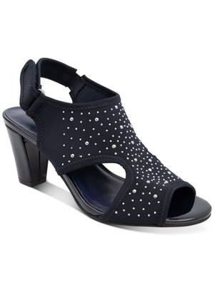 KAREN SCOTT Womens Navy Cut Out Goring Dalinaa Open Toe Block Heel Pumps 8.5 M