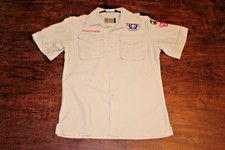 Boy Scouts of America BSA Youth Shirt Tan Large Vented Poly Microfiber Soft