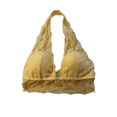 Rue 21 Women's M Boho Hippie Festival Lace Butter Yellow Halter Padded Bralette 
