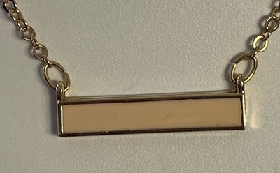 Gold Tone Bar Pendant Necklace   16  + 2  Extender   Minimalist Horizontal Bar