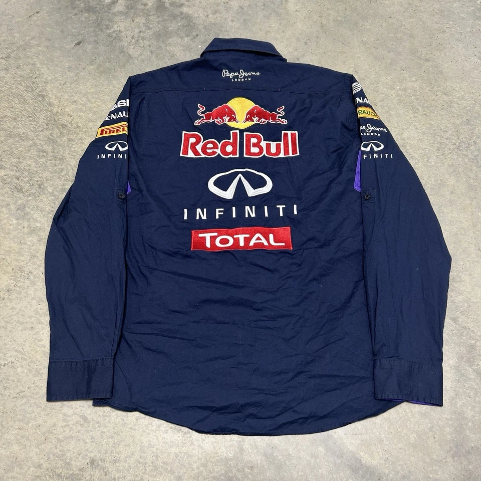 Pepe Jeans Red Bull Racing OTL Race Long Sleeve Shirt Navy Blue Size S - Image 4 of 4