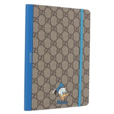 GUCCI GG Supreme Disney Donald Duck Note Book Leather Beige Blue Auth SW2662M