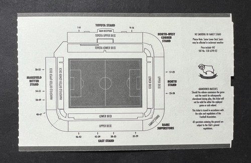 Boleto Derby County vs Southend United Copa Premier League 1997 1/10/97 - Imagen 2 de 2