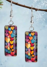 1 Pair Cute Heart Print Dangle Earrings - Hypoallergenic