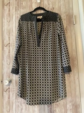 Loft XS popover medallion shirt dress gray / white shift oversized