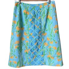 Vintage Lilly Pulitzer The Lilly Blue Green Floral Cottagecore Skirt Size W 27  