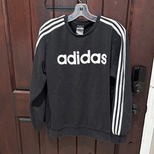 Adidas Crewneck Black Sweater with White Accents M