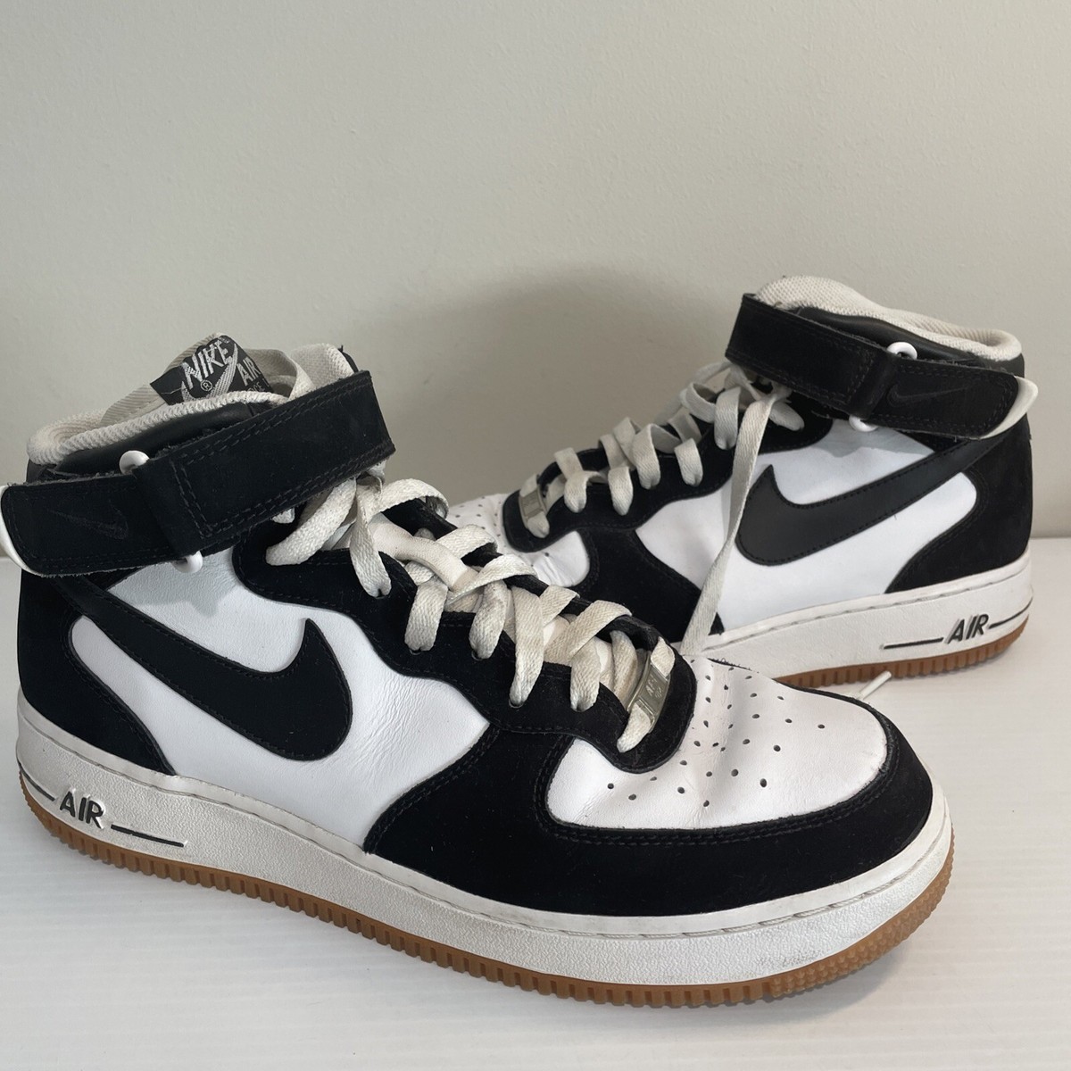 Mid Black Black And White Air Forces High Top Nike Air Force 