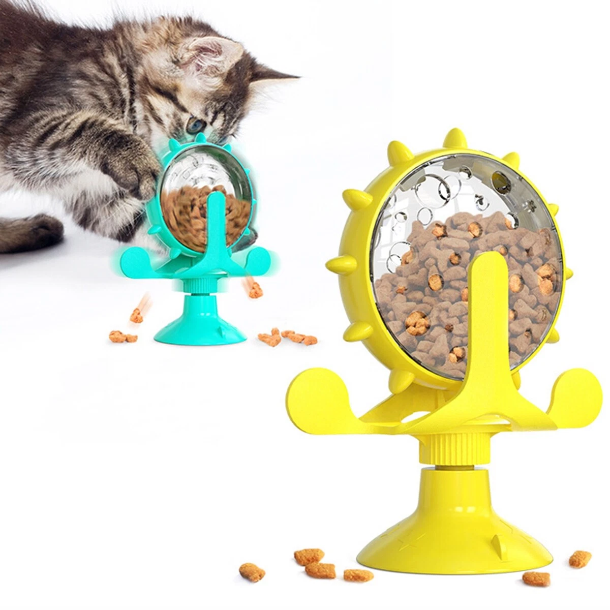 Cat Treat Dispenser Toy Windmill Cat Treat Puzzle Suction Cup Cat Treat Toys