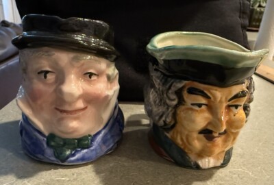 Lot of 2- TOBY MUGS -Colonial Man with Mustache-Made Occupied Japan-Vtg Ceramic