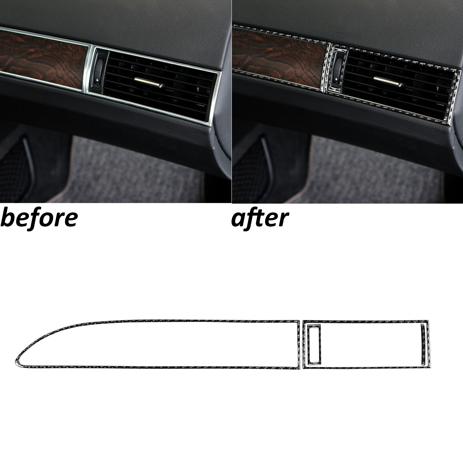 4Pcs Carbon Fiber Co-pilot Air Vent Outlet Panel Trim For Audi A6 S6 C6 2005-11