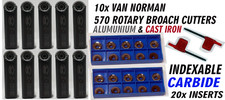 10x Van Norman 570 Rotary Broach Cutters 20 Inserts For Aluminium Cast Iron