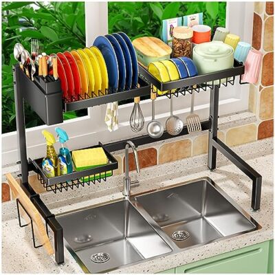 Freestanding Kitchen Over The Sink Dish Drying Rack Countertop Space Saver 