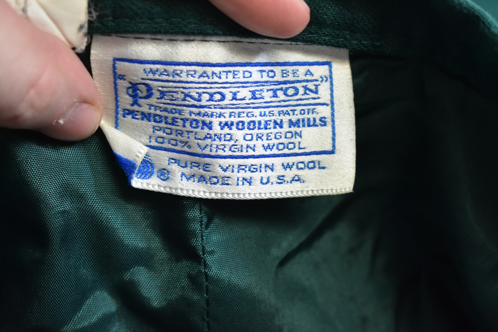 Vintage Pendleton Solid Green Side Button Wool A-… - image 5