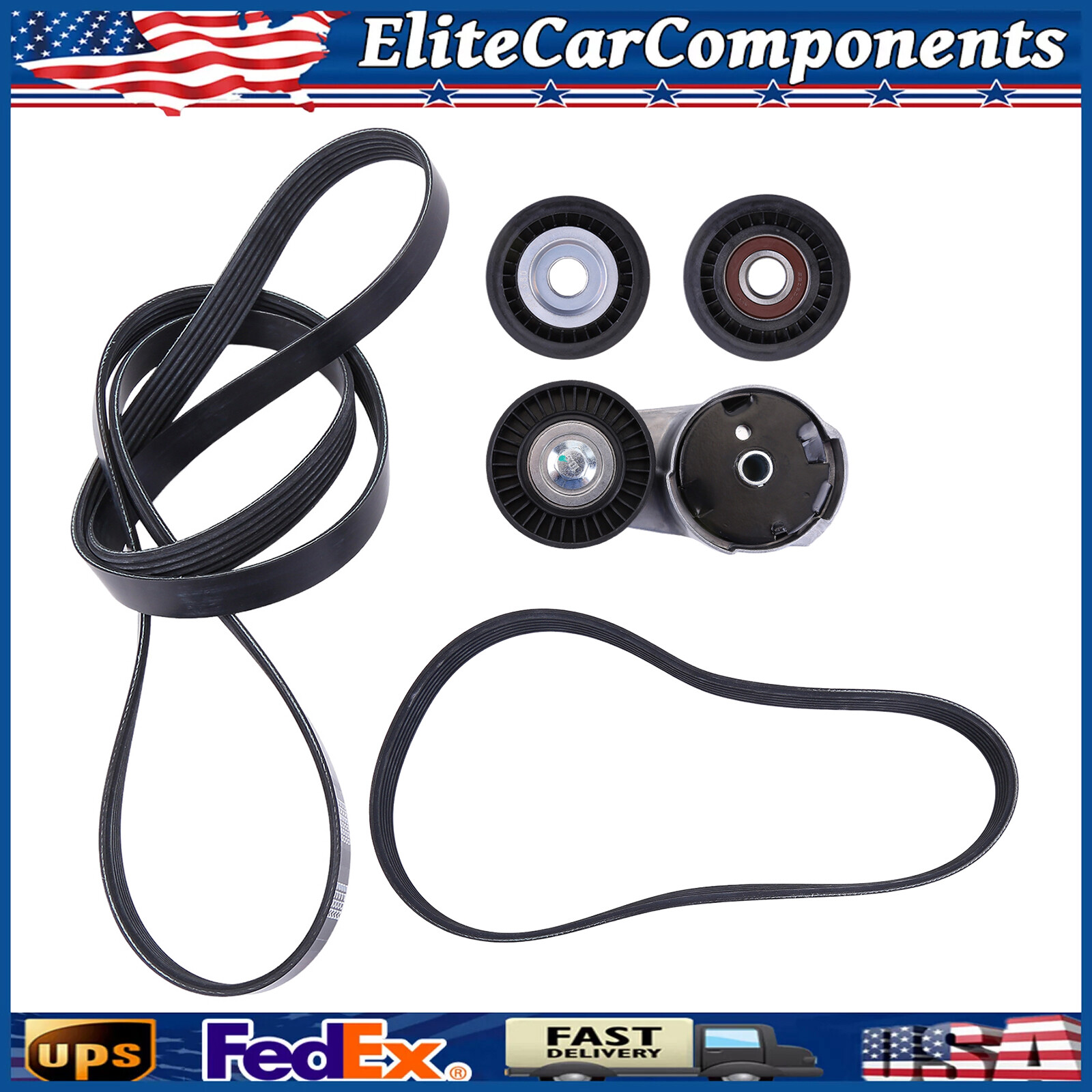 4X For Maserati Ghibli Levante Quattroporte Drive Belt Replacement Kit 3.0TT V6