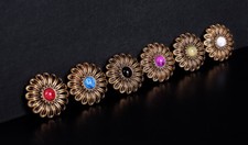 6X 29 29MM 6 COLORS TURQUOISE FLOWER BLING COPPER SADDLES CONCHOS SCREW BACK
