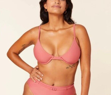 Andie Swim Sicily Bikini Top Underwire Solid Punch Pink XS
