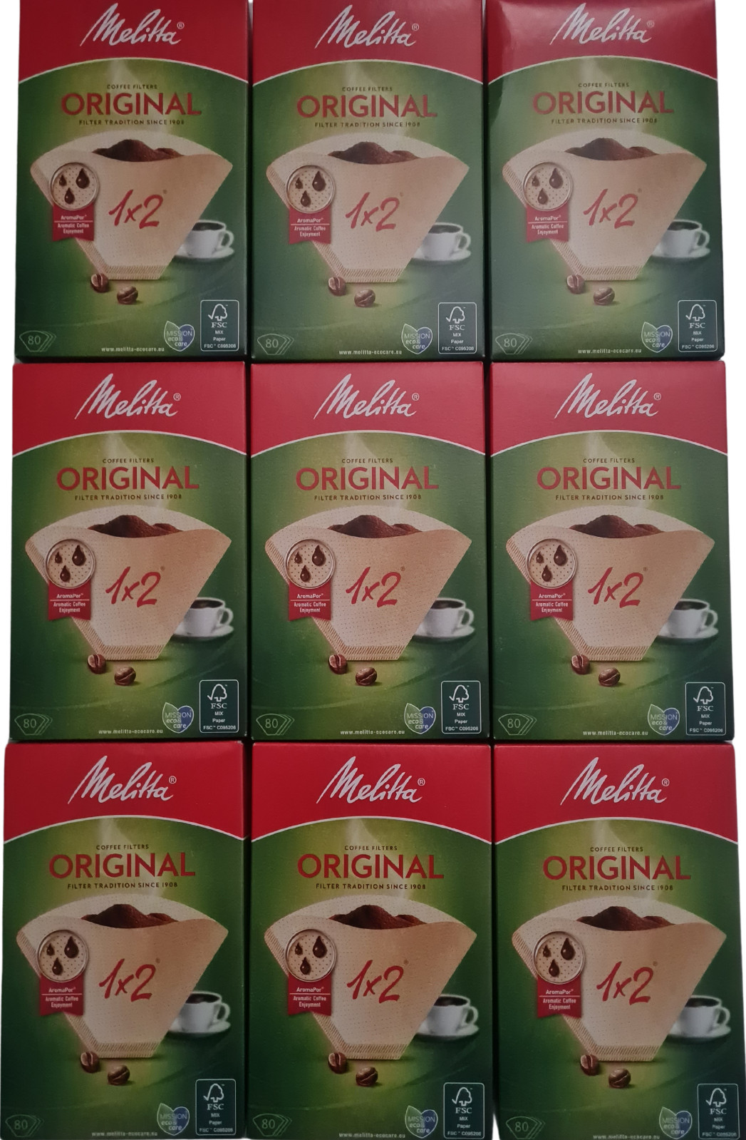 Melitta Filtertüten 9er Set Kaffee 1x2 80 Stück 9er Pack naturbraun 9 x 80 Stück