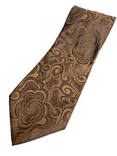 Vintage Kipper Necktie 4.5" Wide Neck Tie School Shiny Brown Geometric