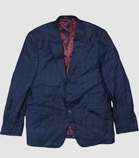  595 Hart Schaffner Marx Men's Blue Suit Wool Jacket Plaid Suit Jacket Size 46L