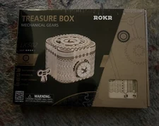 Robotime ROKR Treasure Box LK502 Mechanical Secret Locker 3D Wooden DIY Kit New