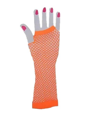 80er Jahre Netzhandschuhe Neon WEISS | Fancy Dress Accessoire Für Kostümparty & Retro-Look