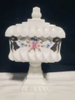 VINTAGE HAND-PAINTED WESTMORELAND LARGE MILK GLASS WEDDING COMPOTE ROSES