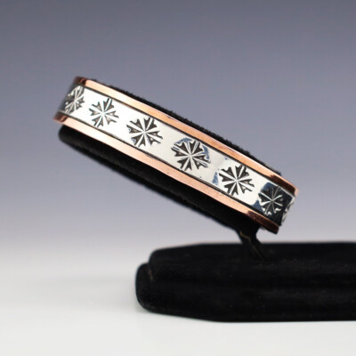 NATIVE AMERICAN NAVAJO SILVER & COPPER BRACELET BY RANDY SECATERO