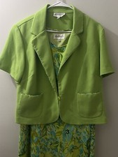 STUDIO I Green 2pc Jacket Dress Set Sz 18 Career Church Grandmother