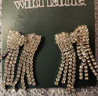Wild Fable Long Silvertone Shiny Rhinestone Bling Dangle Earrings NEW — photo 7