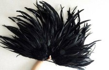 Black Feather Showgirl Burlesque Huge Dance Fan 42"X 32" Custom Made