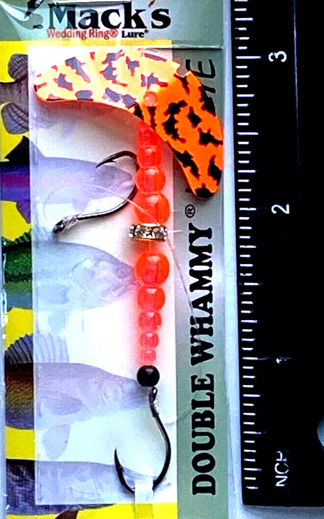 3 PACKS Mack's Lure Double Whammy Black Tiger Fluorescent Fire Orange Spin Lure
