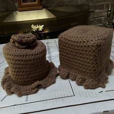 Juego de cubierta de papel higiénico y funda de pañuelo - Café Latte marrón